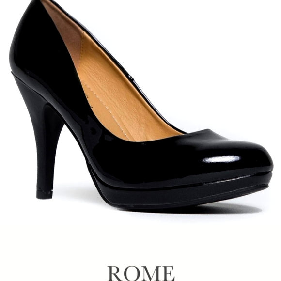 Marco Republic "Rome" pumps, size 8, black patent vegan leather, comfort sole - Picture 2 of 13